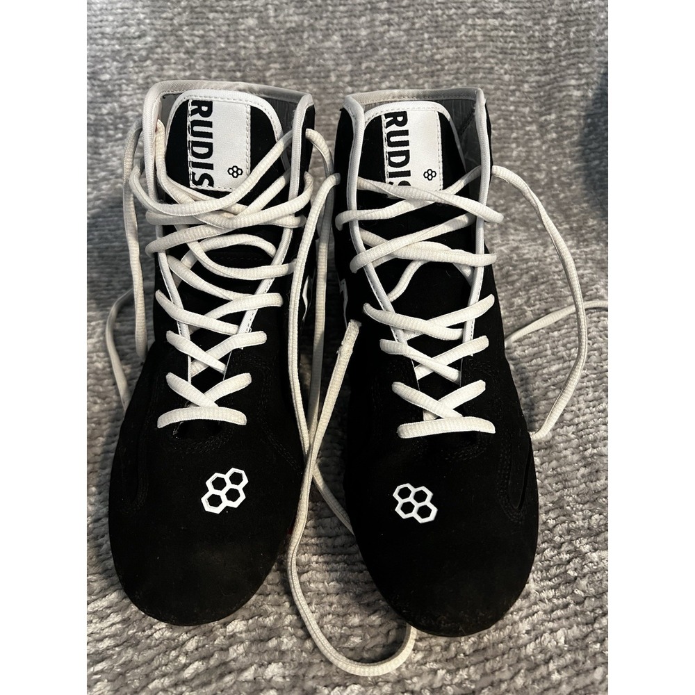 Rudis International Wrestling Shoes Mens 9 Womens 10.5 Black White RUDNC1005